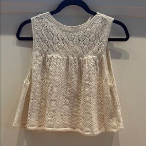 Zara Cream Ribbed Sleeveless Tank Top